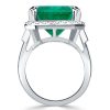 9.00 CT Asscher Cut Emerald Color Engagement Ring in Rhodium Plated Sterling Silver