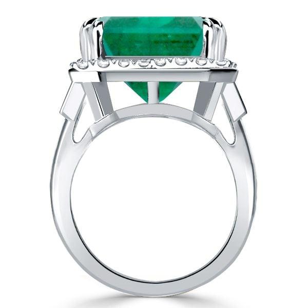 9.00 CT Asscher Cut Emerald Color Engagement Ring in Rhodium Plated Sterling Silver