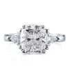 Cushion Cut White Sapphire 3-Stone Engagement Ring in Sterling Silver