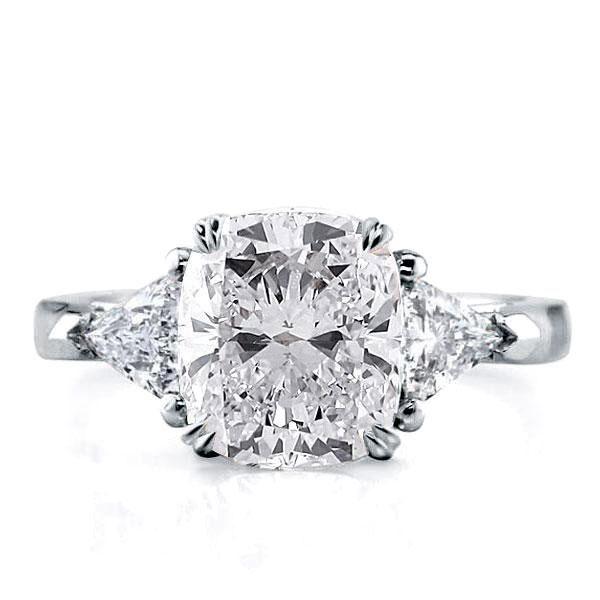Cushion Cut White Sapphire 3-Stone Engagement Ring in Sterling Silver