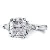 Cushion Cut White Sapphire 3-Stone Engagement Ring in Sterling Silver