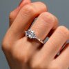 Cushion Cut White Sapphire 3-Stone Engagement Ring in Sterling Silver