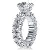 Sterling Silver Oval Created White Sapphire Engagement Ring - Eternity Band
