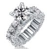 Sterling Silver Oval Created White Sapphire Engagement Ring - Eternity Band