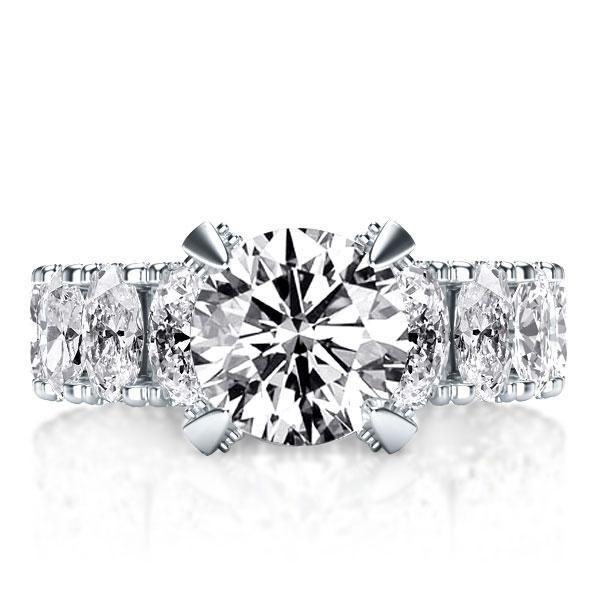 Sterling Silver Oval Created White Sapphire Engagement Ring - Eternity Band