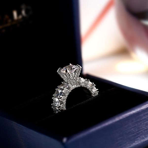 Sterling Silver Oval Created White Sapphire Engagement Ring - Eternity Band