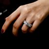 Sterling Silver Oval Created White Sapphire Engagement Ring - Eternity Band