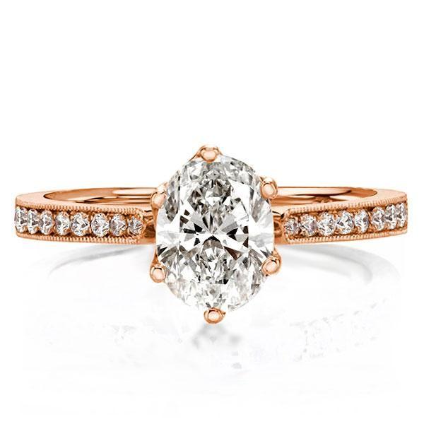 1.75 CT Oval Cut Rose Gold Plated Sterling Silver Engagement Ring
