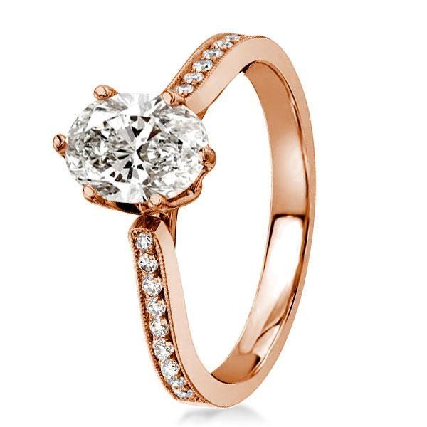 1.75 CT Oval Cut Rose Gold Plated Sterling Silver Engagement Ring