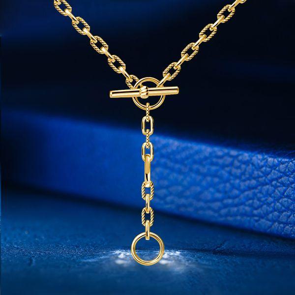 Sterling Silver 3 Ring Lariat Necklace - Adjustable Chain Necklace
