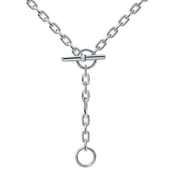 Sterling Silver 3 Ring Lariat Necklace - Adjustable Chain Necklace