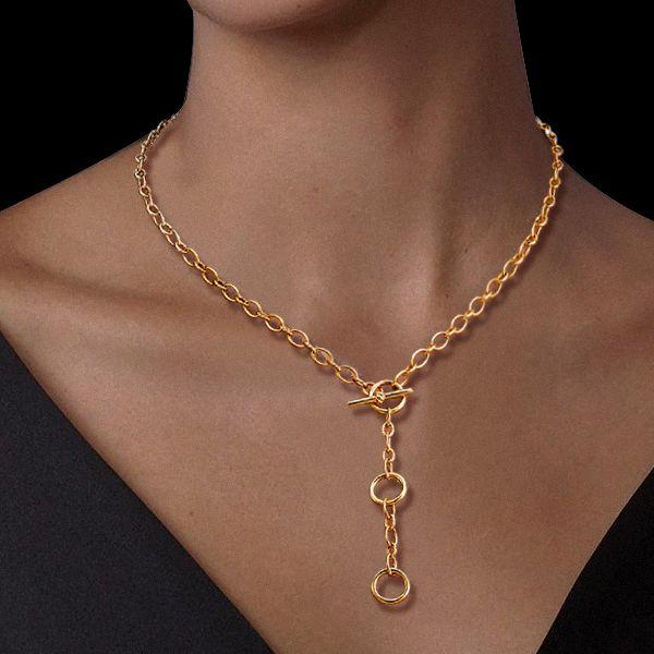 Sterling Silver 3 Ring Lariat Necklace - Adjustable Chain Necklace