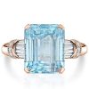 Emerald Cut Aquamarine Engagement Ring in Rhodium-Plated Sterling Silver