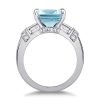 Emerald Cut Aquamarine Engagement Ring in Rhodium-Plated Sterling Silver