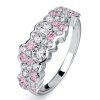Micro Pave White and Pink Sapphire Half Eternity Band Ring in Sterling Silver