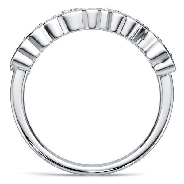 Micro Pave White and Pink Sapphire Half Eternity Band Ring in Sterling Silver