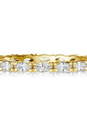 Marquise Cut Women's Wedding Band Ring 1.65 CTW 18K Gold Plated Sterling Silver