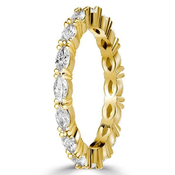 Marquise Cut Women's Wedding Band Ring 1.65 CTW 18K Gold Plated Sterling Silver