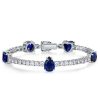 Blue & White Sapphire Tennis Bracelet - Sterling Silver - 20.15 CT TW