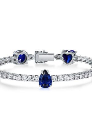 Blue & White Sapphire Tennis Bracelet - Sterling Silver - 20.15 CT TW