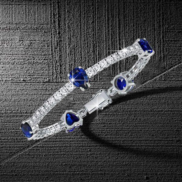 Blue & White Sapphire Tennis Bracelet - Sterling Silver - 20.15 CT TW