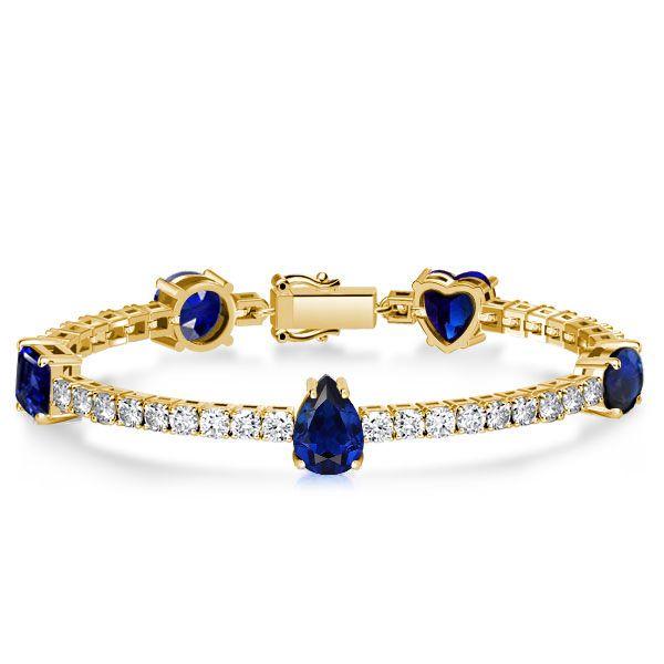 Blue & White Sapphire Tennis Bracelet - Sterling Silver - 20.15 CT TW