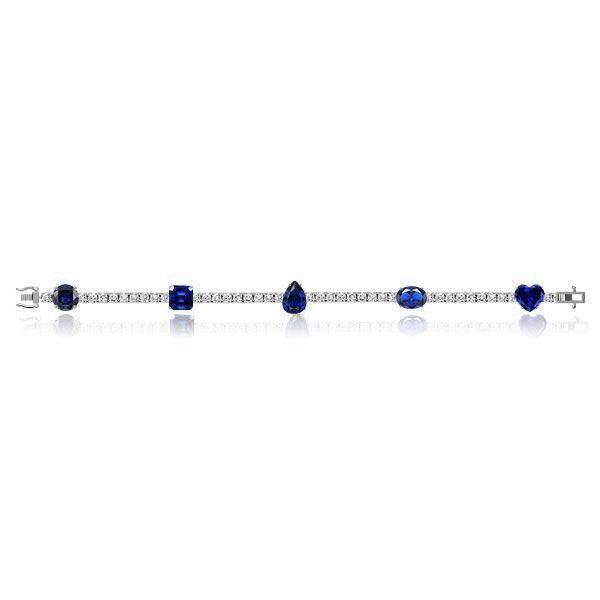 Blue & White Sapphire Tennis Bracelet - Sterling Silver - 20.15 CT TW