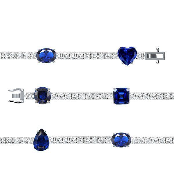 Blue & White Sapphire Tennis Bracelet - Sterling Silver - 20.15 CT TW