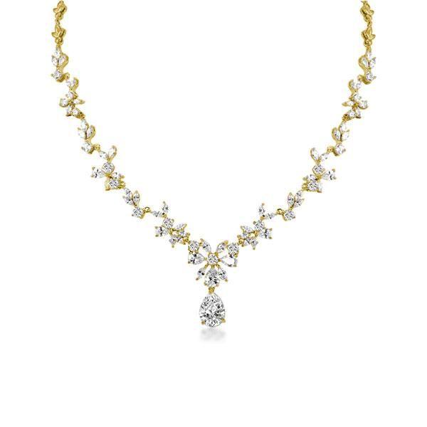 Golden Pear Cut Necklace & Earring Set - 18K Gold Plated Sterling Silver Jewelry