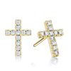 Dainty Cross Stud Earrings for Women in 925 Sterling Silver with Rhodium Plating