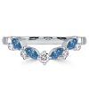 Blue Sapphire Wedding Band 0.53 CT TW Round & Marquise Cut Sterling Silver