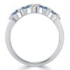 Blue Sapphire Wedding Band 0.53 CT TW Round & Marquise Cut Sterling Silver