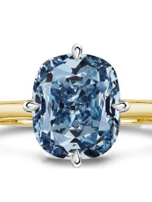 Blue Topaz Cushion Cut Solitaire Engagement Ring in Sterling Silver