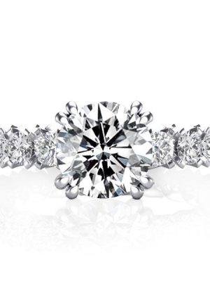 Eternity White Sapphire Engagement Ring - Double Prong Sterling Silver
