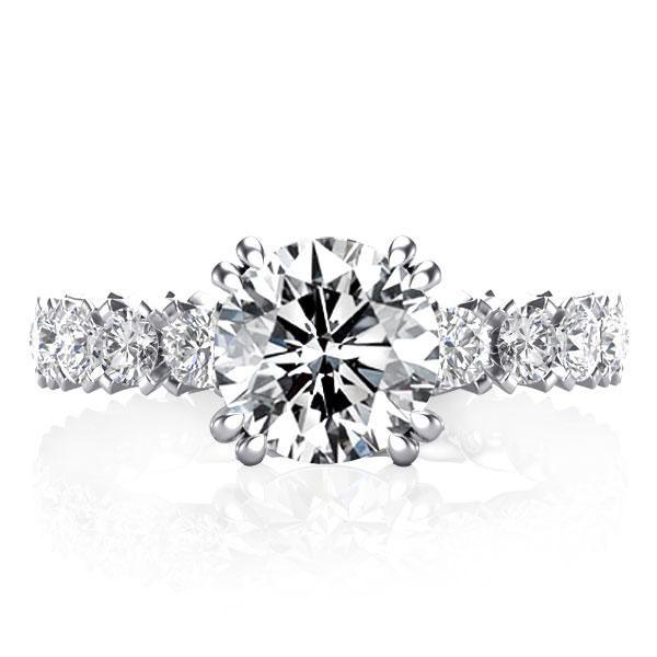 Eternity White Sapphire Engagement Ring - Double Prong Sterling Silver