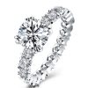 Eternity White Sapphire Engagement Ring - Double Prong Sterling Silver