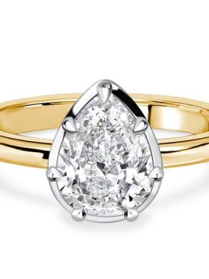 Pear Cut White Sapphire Teardrop Engagement Ring in Sterling Silver