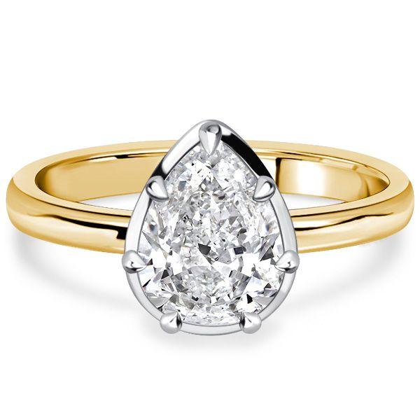 Pear Cut White Sapphire Teardrop Engagement Ring in Sterling Silver