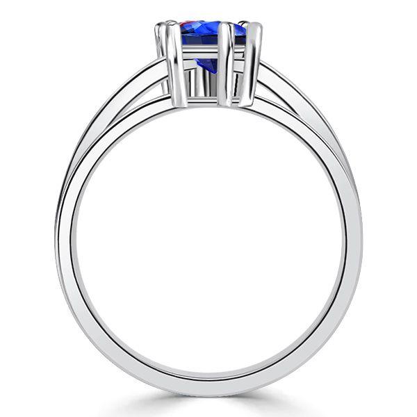 Toi Et Moi Ring: Sterling Silver Ruby & Blue Sapphire Cushion Cut Ring