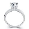 White Sapphire Solitaire Bridal Ring Set in Sterling Silver