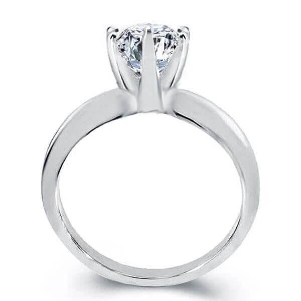 White Sapphire Solitaire Bridal Ring Set in Sterling Silver