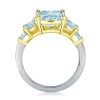 Radiant Cut Aquamarine Five Stone Engagement Ring - Sterling Silver