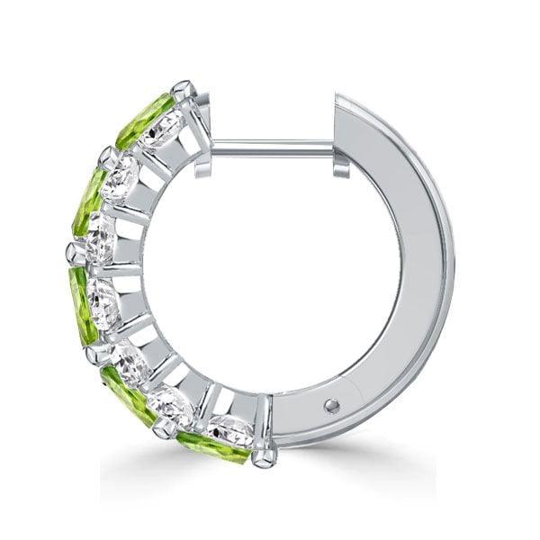 Cushion Cut Peridot Hoop Earrings in Sterling Silver for Women