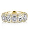 Golden White Sapphire Halo Cushion Wedding Band Ring, 18K Gold Plated Sterling Silver