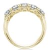 Golden White Sapphire Halo Cushion Wedding Band Ring, 18K Gold Plated Sterling Silver