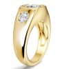 3 CT. Cushion Cut Three Stone Engagement Ring in 18K Gold Plated Sterling Silver