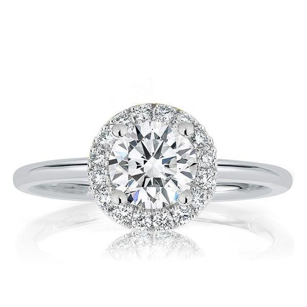 Halo Round Cut White Sapphire Split-Band Bridal Set in Sterling Silver