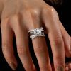 Halo Round Cut White Sapphire Split-Band Bridal Set in Sterling Silver