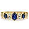 Cushion Cut Blue Sapphire Wedding Band - 18K Gold Plated Sterling Silver