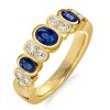 Cushion Cut Blue Sapphire Wedding Band - 18K Gold Plated Sterling Silver